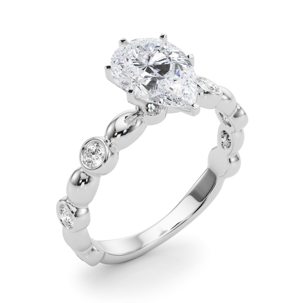 Enchanted Sidestone Round Diamond Engagement Ring — 9K/18K Gold & Platinum
