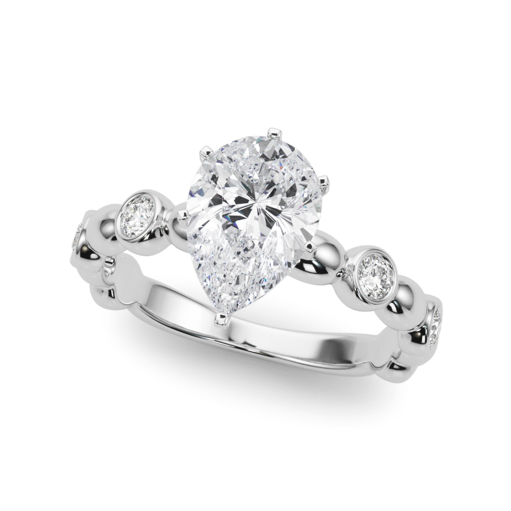 Enchanted Sidestone Round Diamond Engagement Ring — 9K/18K Gold & Platinum