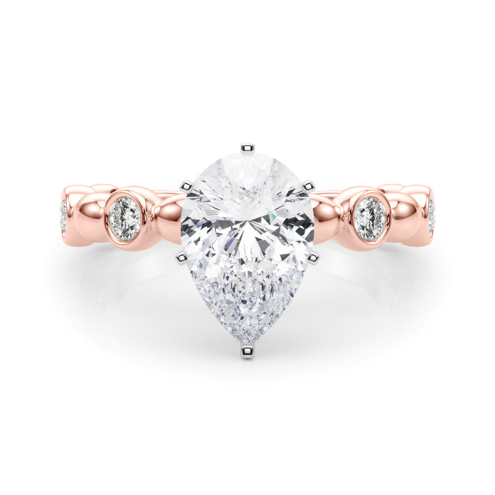 Enchanted Sidestone Round Diamond Engagement Ring — 9K/18K Gold & Platinum
