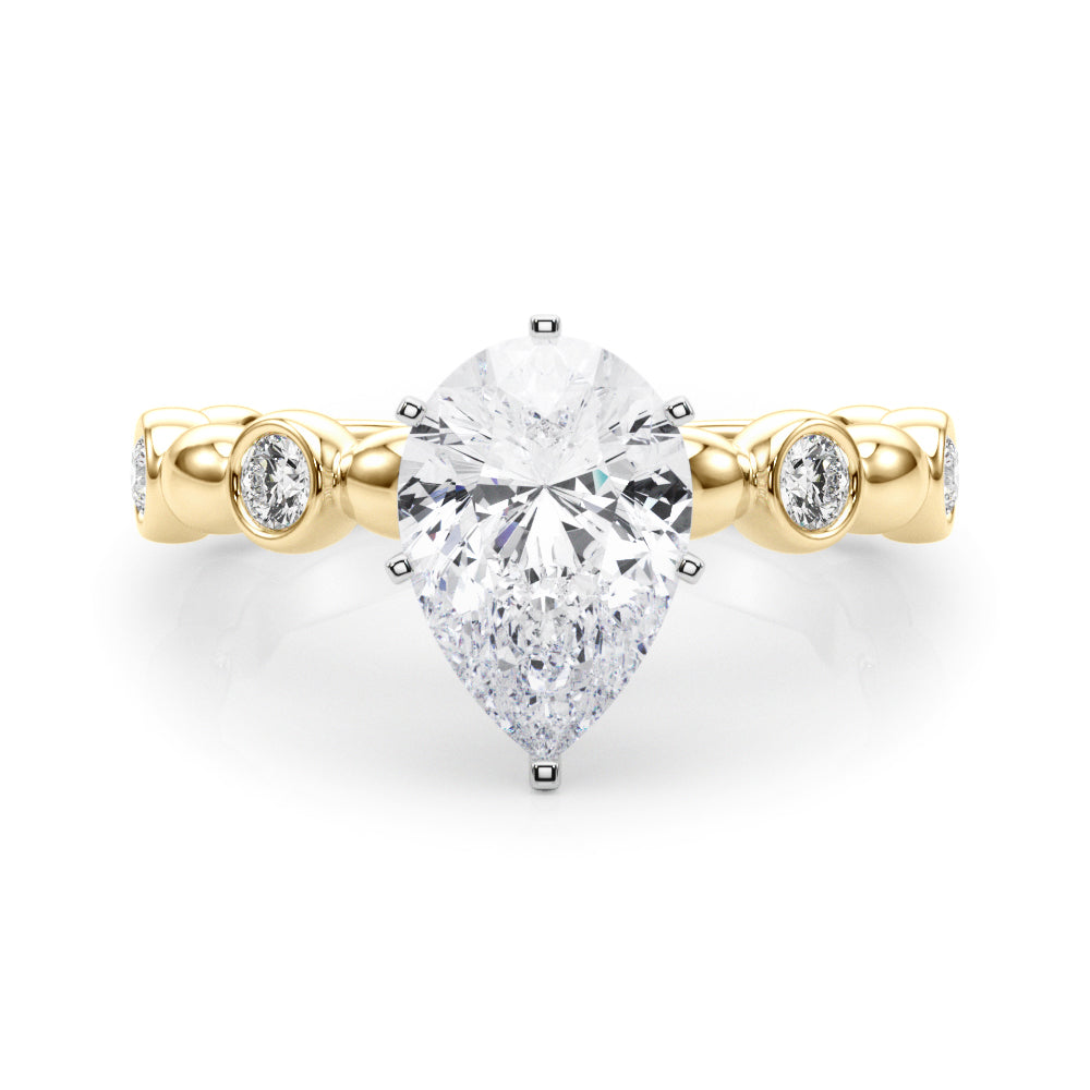 Enchanted Sidestone Round Diamond Engagement Ring — 9K/18K Gold & Platinum