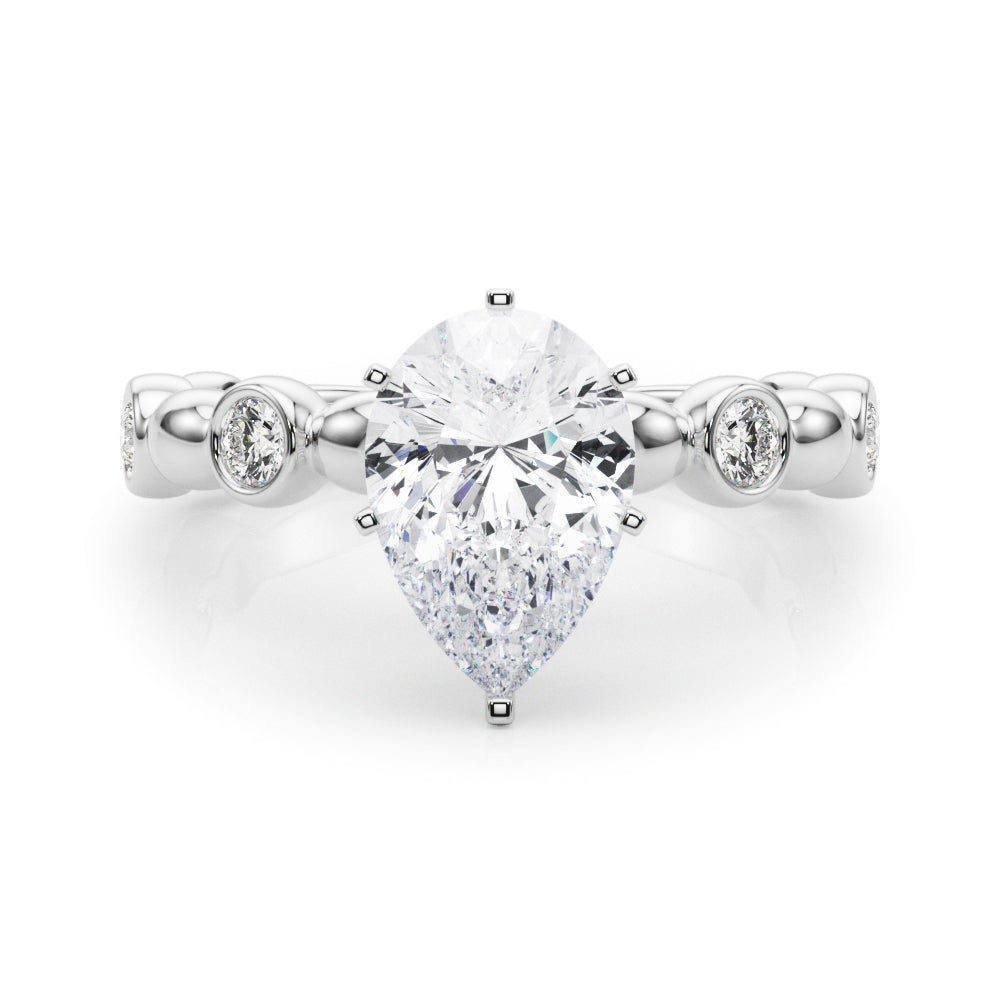 Enchanted Sidestone Round Diamond Engagement Ring — 9K/18K Gold & Platinum