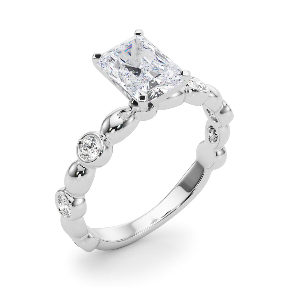 Enchanted Sidestone Round Diamond Engagement Ring — 9K/18K Gold & Platinum