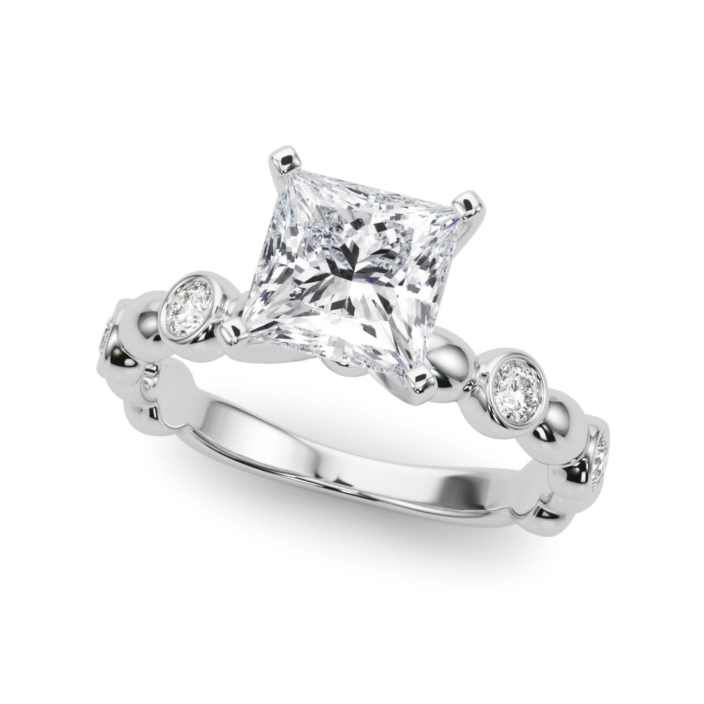 Enchanted Sidestone Round Diamond Engagement Ring — 9K/18K Gold & Platinum