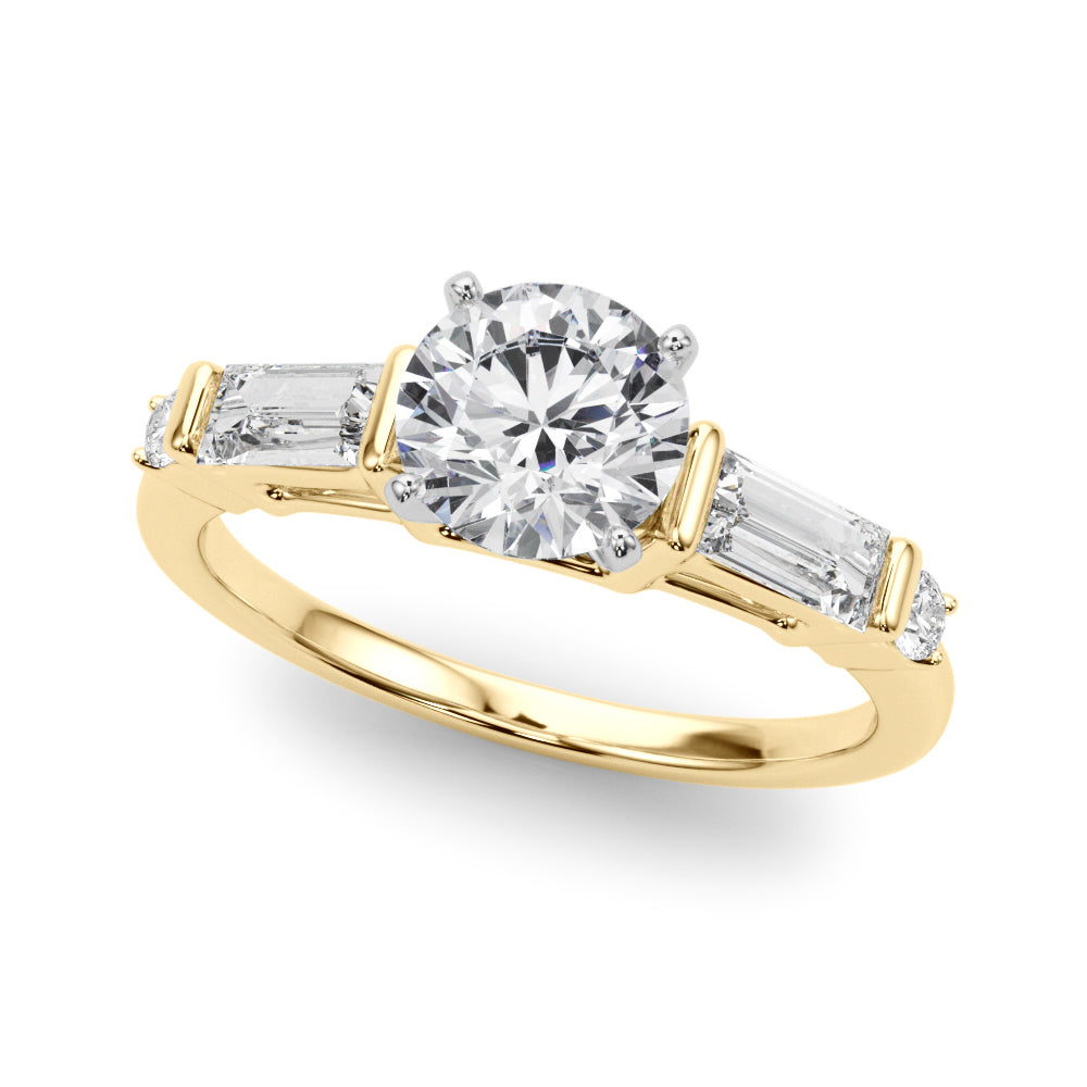 Pristine Rd & Sb Engagement Ring Round Diamond Engagement Ring — 9K/18K Gold & Platinum