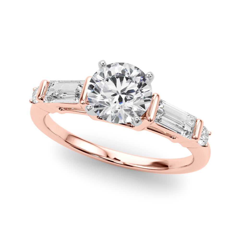 Pristine Rd & Sb Engagement Ring Round Diamond Engagement Ring — 9K/18K Gold & Platinum