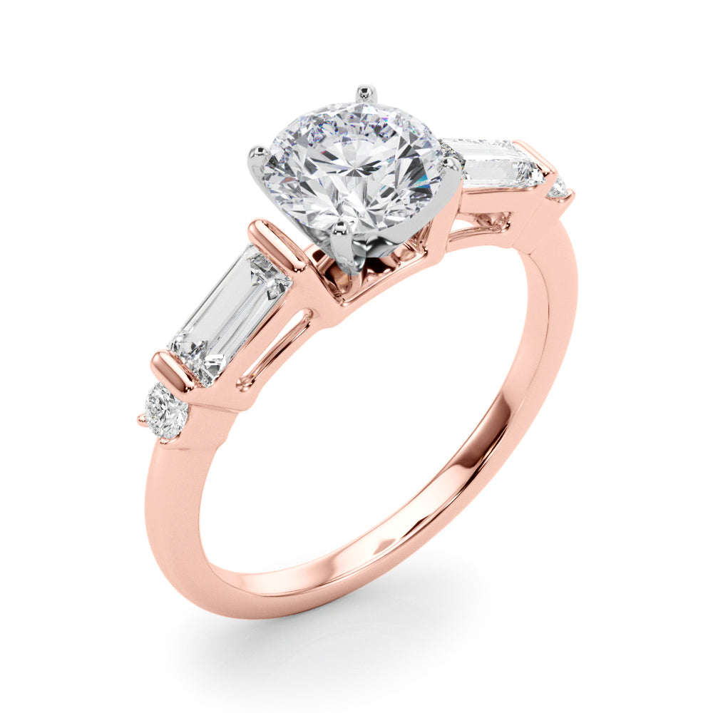 Pristine Rd & Sb Engagement Ring Round Diamond Engagement Ring — 9K/18K Gold & Platinum