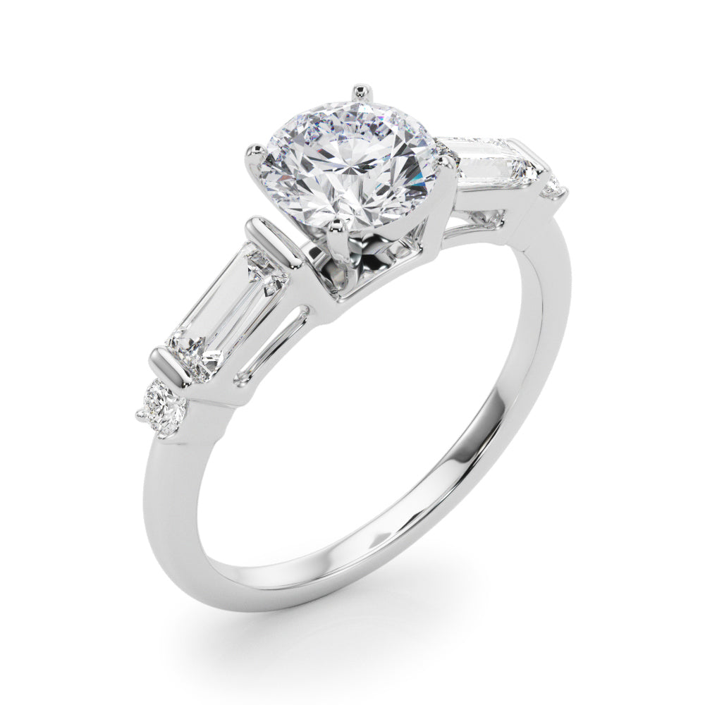 Pristine Rd & Sb Engagement Ring Round Diamond Engagement Ring — 9K/18K Gold & Platinum