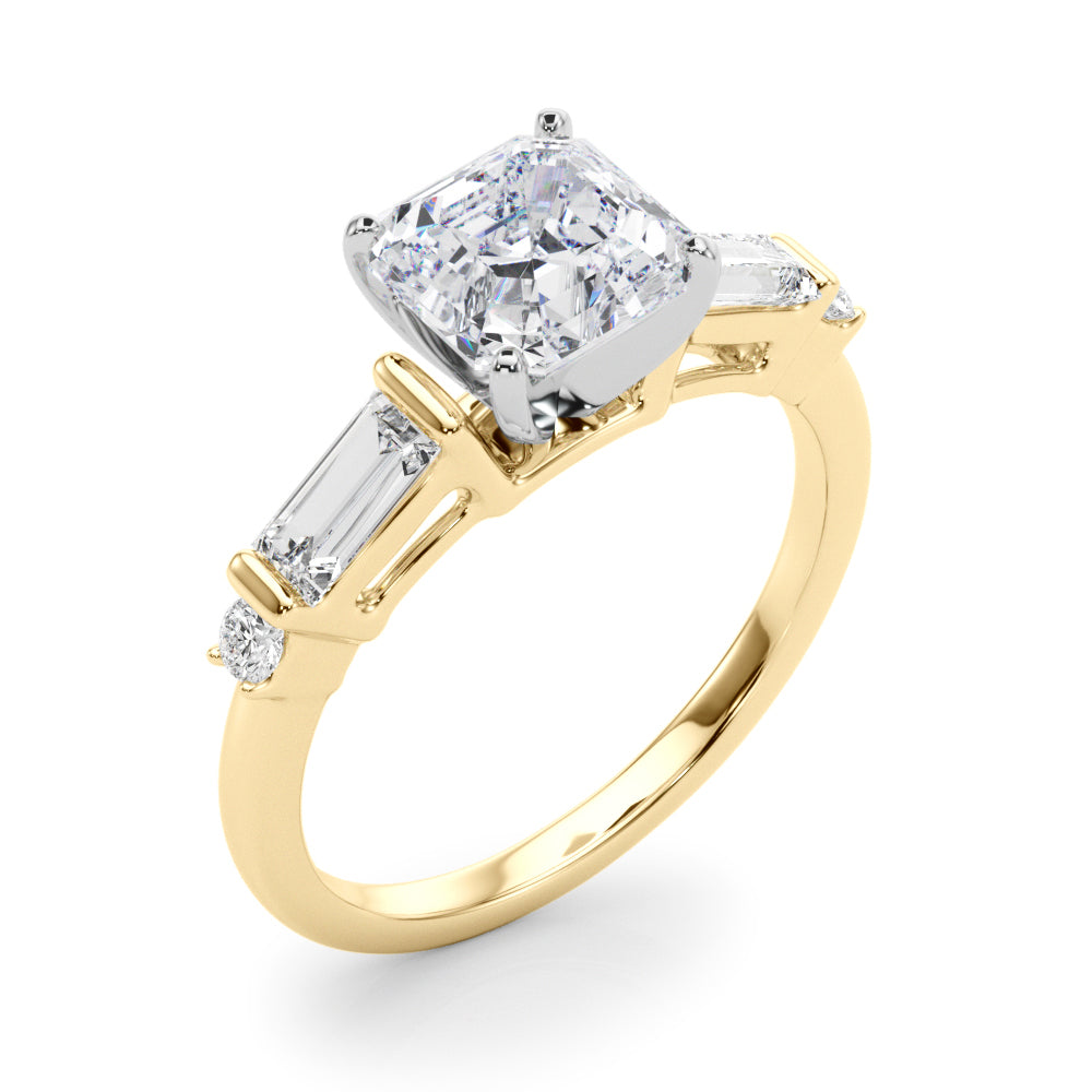 Pristine Rd & Sb Engagement Ring Round Diamond Engagement Ring — 9K/18K Gold & Platinum