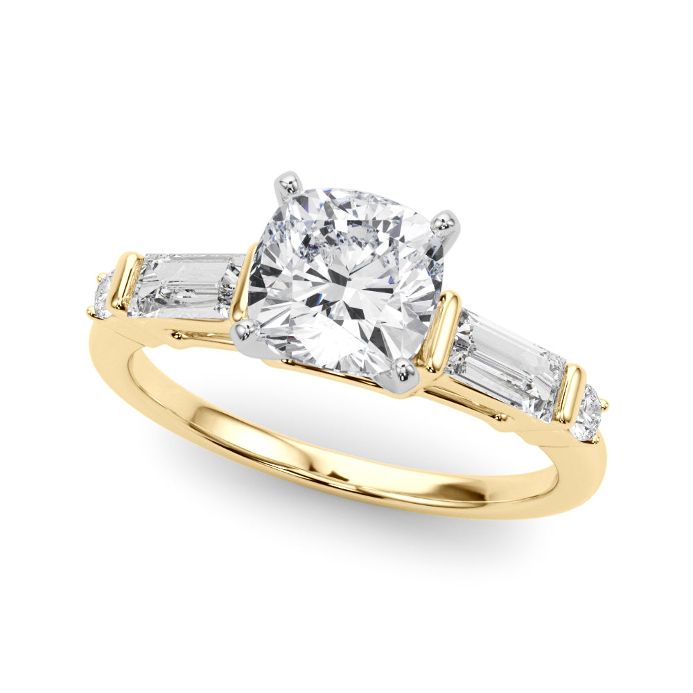 Pristine Rd & Sb Engagement Ring Round Diamond Engagement Ring — 9K/18K Gold & Platinum