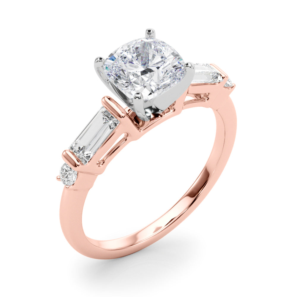 Pristine Rd & Sb Engagement Ring Round Diamond Engagement Ring — 9K/18K Gold & Platinum