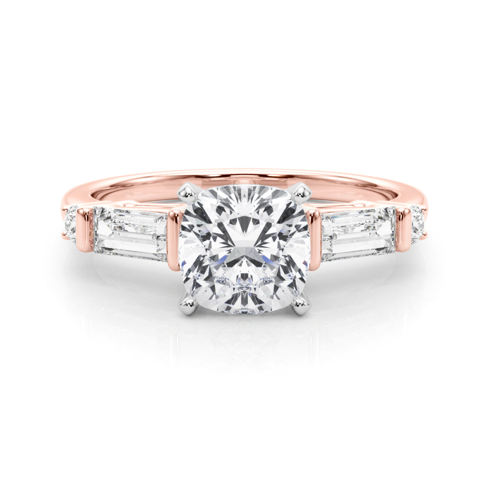 Pristine Rd & Sb Engagement Ring Round Diamond Engagement Ring — 9K/18K Gold & Platinum