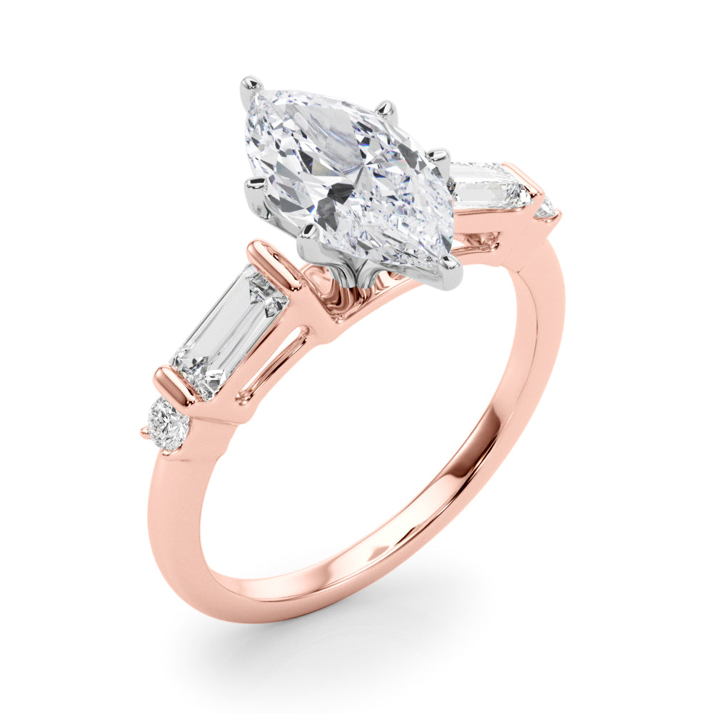 Pristine Rd & Sb Engagement Ring Round Diamond Engagement Ring — 9K/18K Gold & Platinum