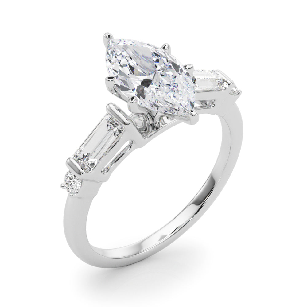 Pristine Rd & Sb Engagement Ring Round Diamond Engagement Ring — 9K/18K Gold & Platinum