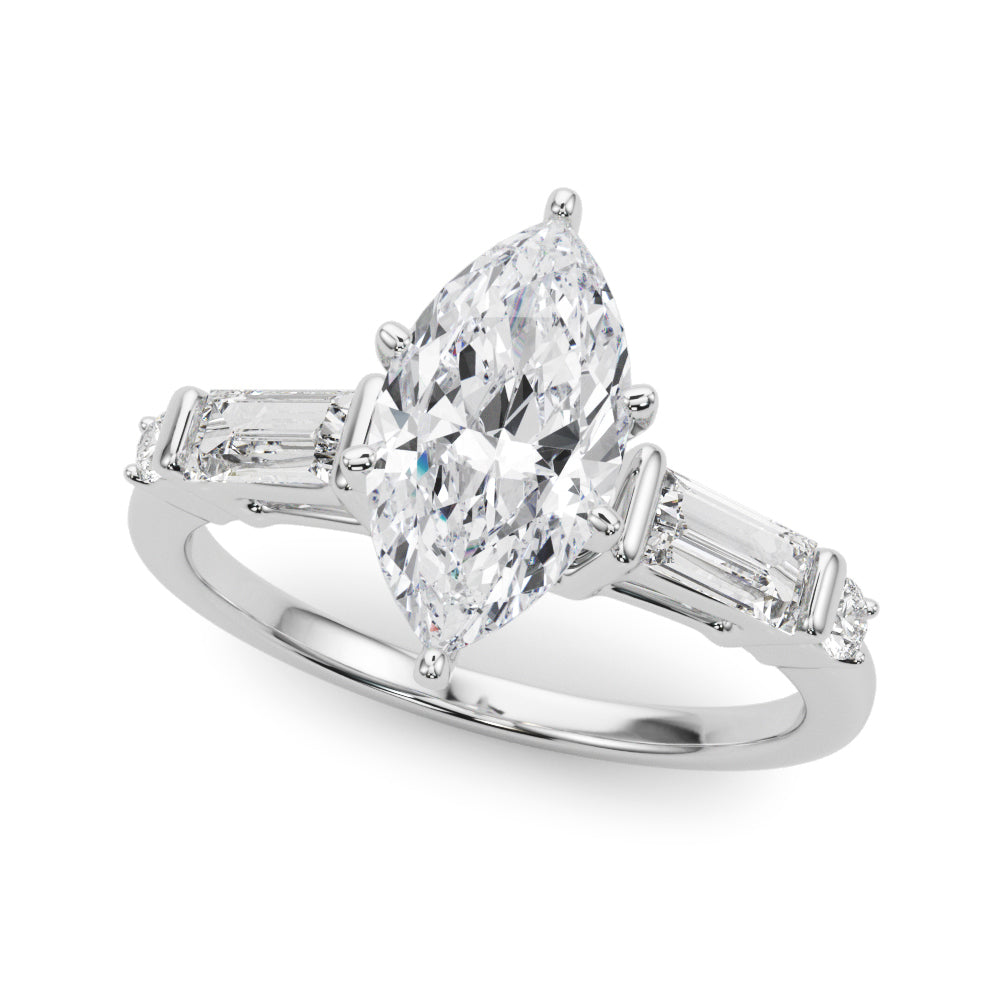 Pristine Rd & Sb Engagement Ring Round Diamond Engagement Ring — 9K/18K Gold & Platinum