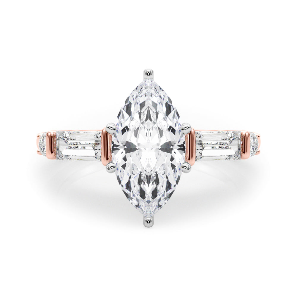 Pristine Rd & Sb Engagement Ring Round Diamond Engagement Ring — 9K/18K Gold & Platinum