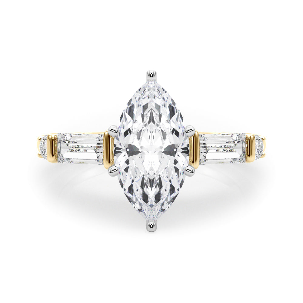 Pristine Rd & Sb Engagement Ring Round Diamond Engagement Ring — 9K/18K Gold & Platinum
