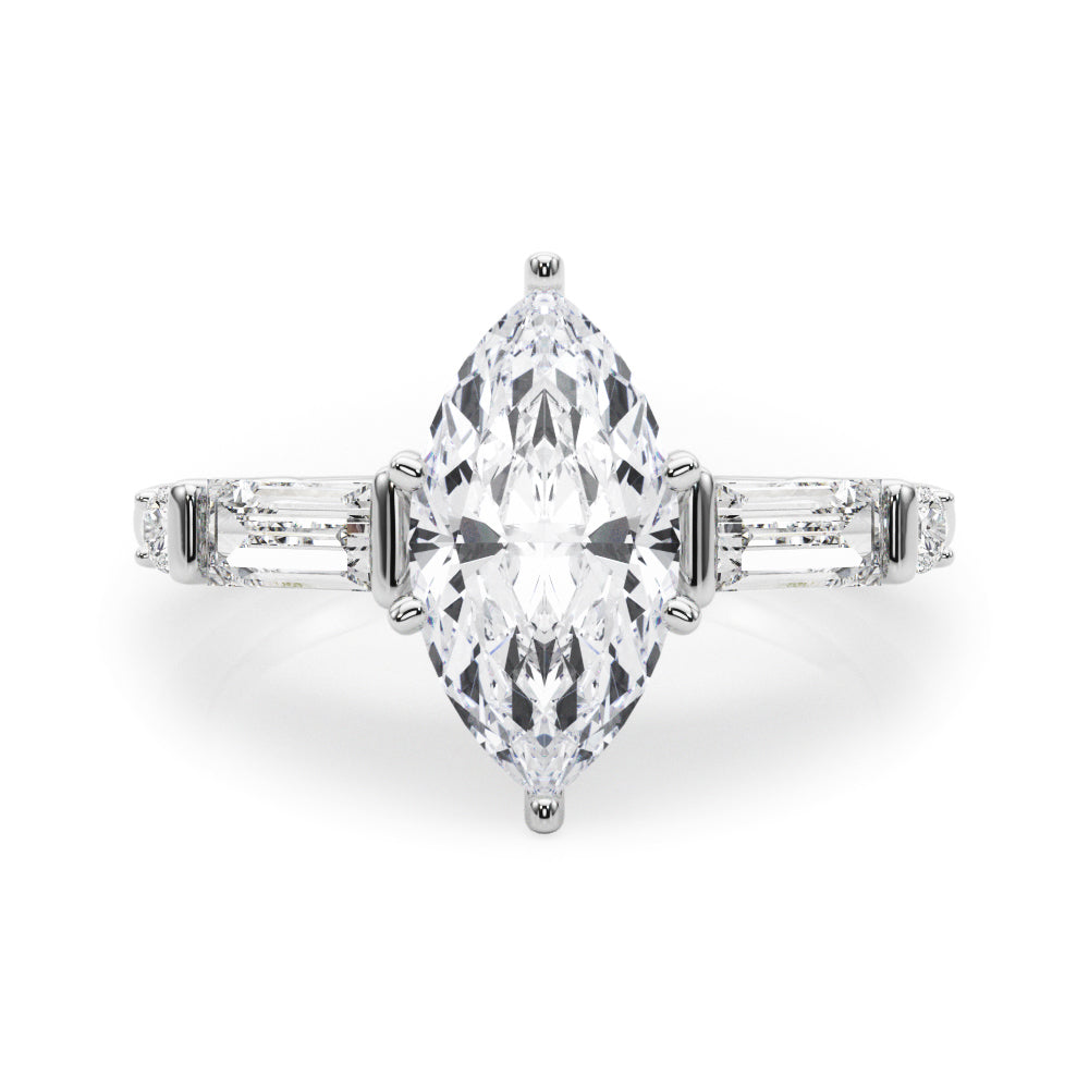 Pristine Rd & Sb Engagement Ring Round Diamond Engagement Ring — 9K/18K Gold & Platinum