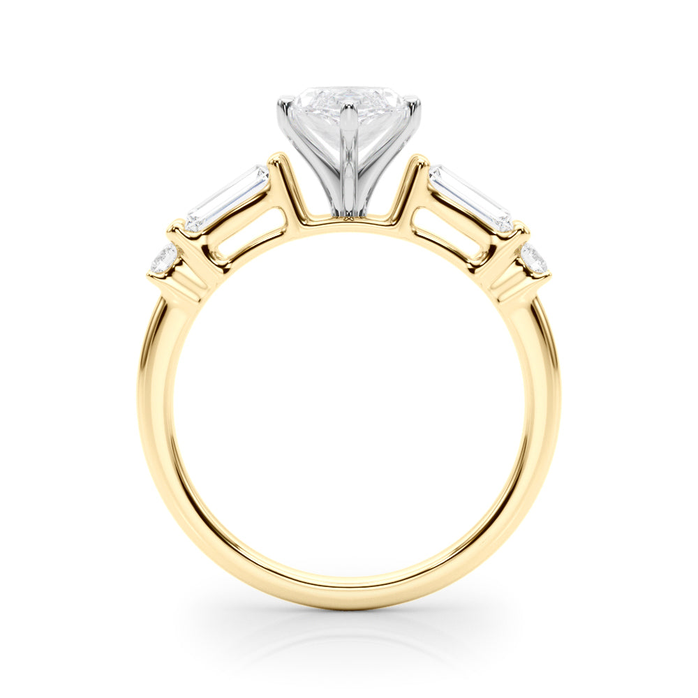 Pristine Rd & Sb Engagement Ring Round Diamond Engagement Ring — 9K/18K Gold & Platinum