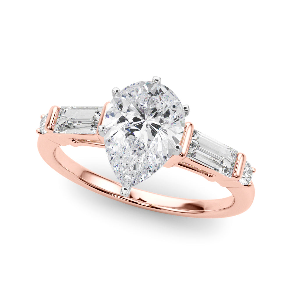 Pristine Rd & Sb Engagement Ring Round Diamond Engagement Ring — 9K/18K Gold & Platinum