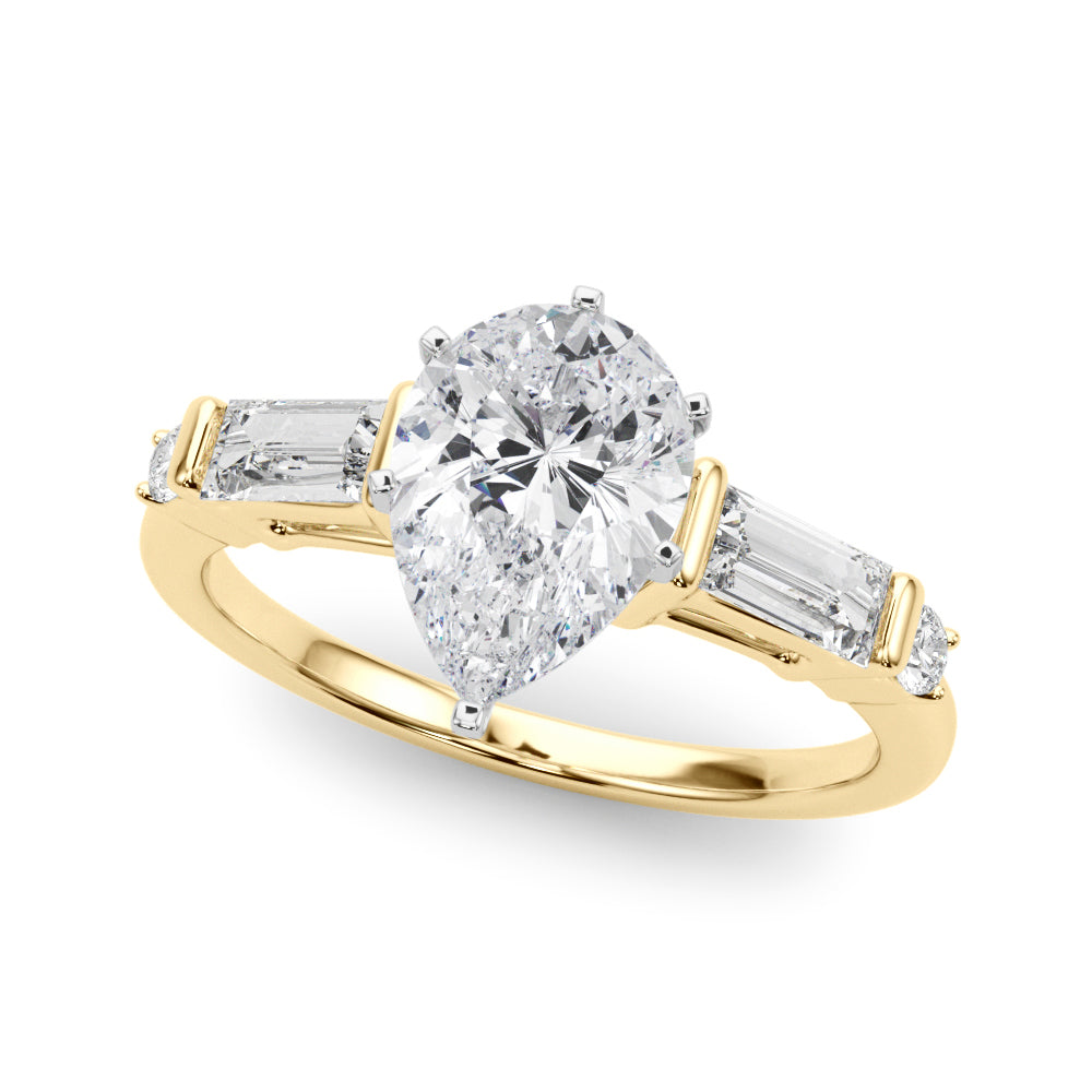 Pristine Rd & Sb Engagement Ring Round Diamond Engagement Ring — 9K/18K Gold & Platinum