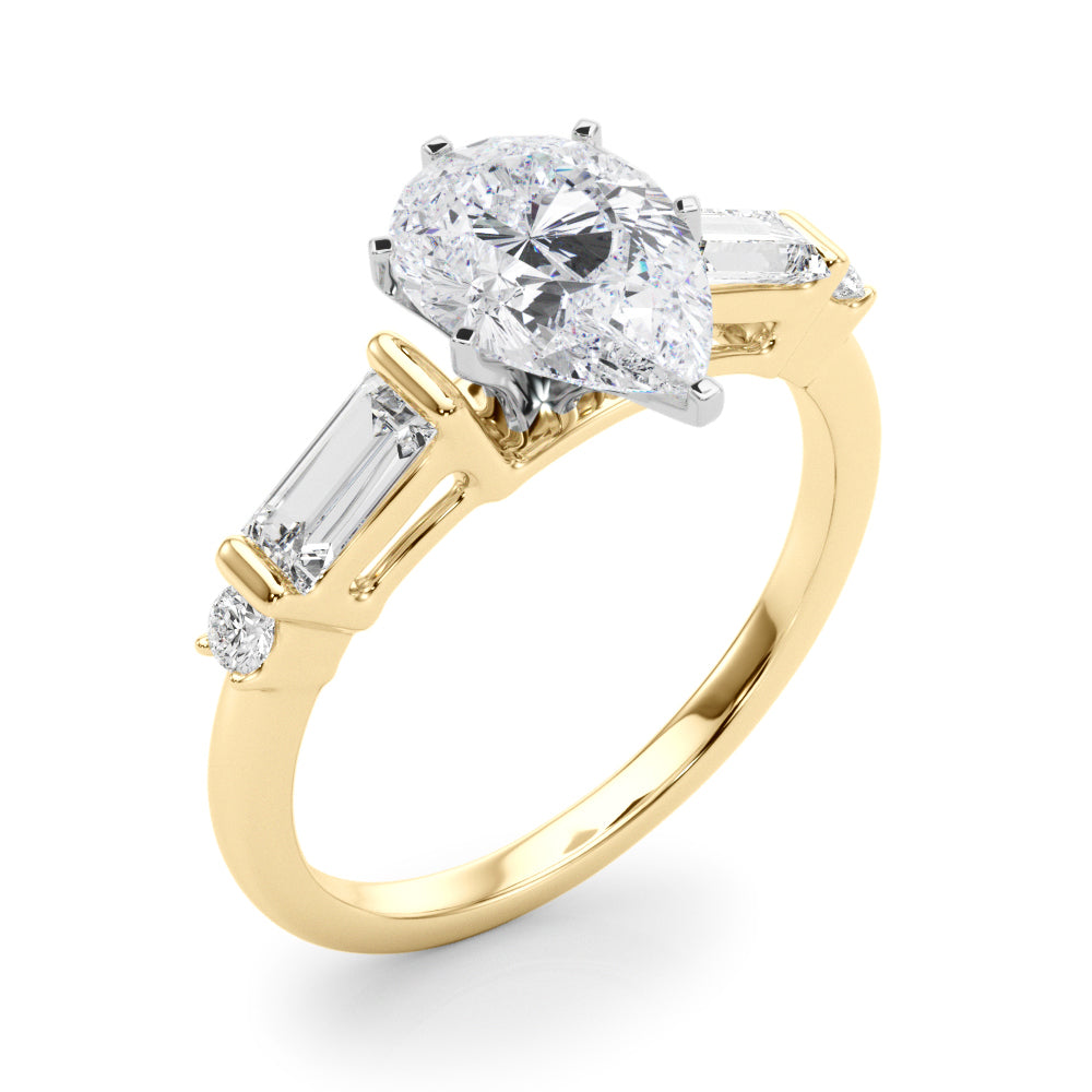Pristine Rd & Sb Engagement Ring Round Diamond Engagement Ring — 9K/18K Gold & Platinum