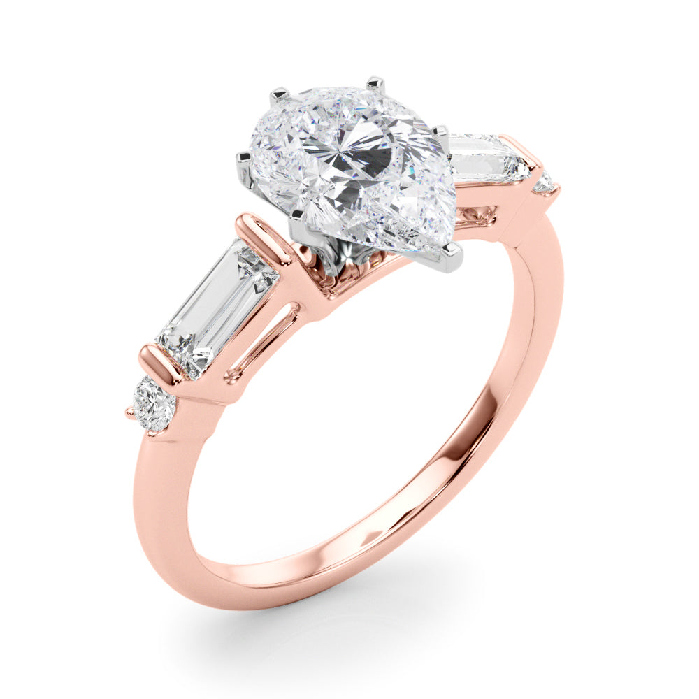 Pristine Rd & Sb Engagement Ring Round Diamond Engagement Ring — 9K/18K Gold & Platinum