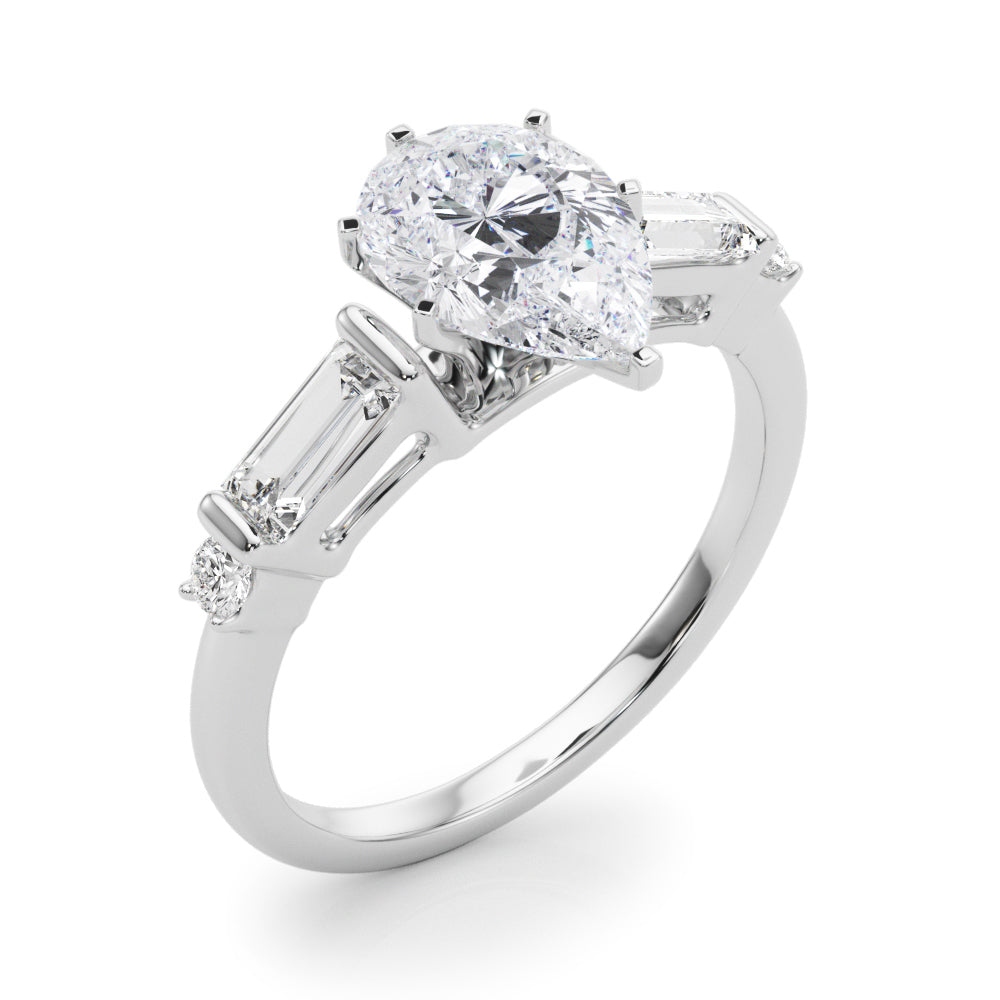 Pristine Rd & Sb Engagement Ring Round Diamond Engagement Ring — 9K/18K Gold & Platinum