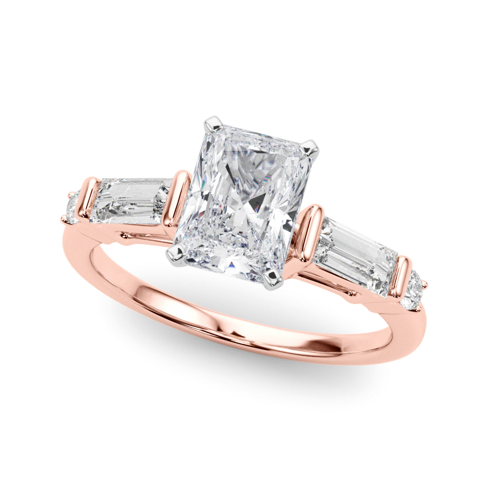 Pristine Rd & Sb Engagement Ring Round Diamond Engagement Ring — 9K/18K Gold & Platinum