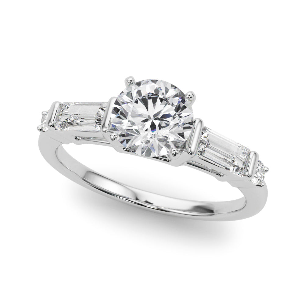 Pristine Rd & Sb Engagement Ring Round Diamond Engagement Ring — 9K/18K Gold & Platinum