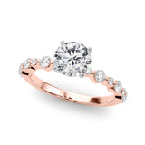 Devoted Sidestone Round Diamond Engagement Ring — 9K/18K Gold & Platinum
