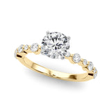 Devoted Sidestone Round Diamond Engagement Ring — 9K/18K Gold & Platinum
