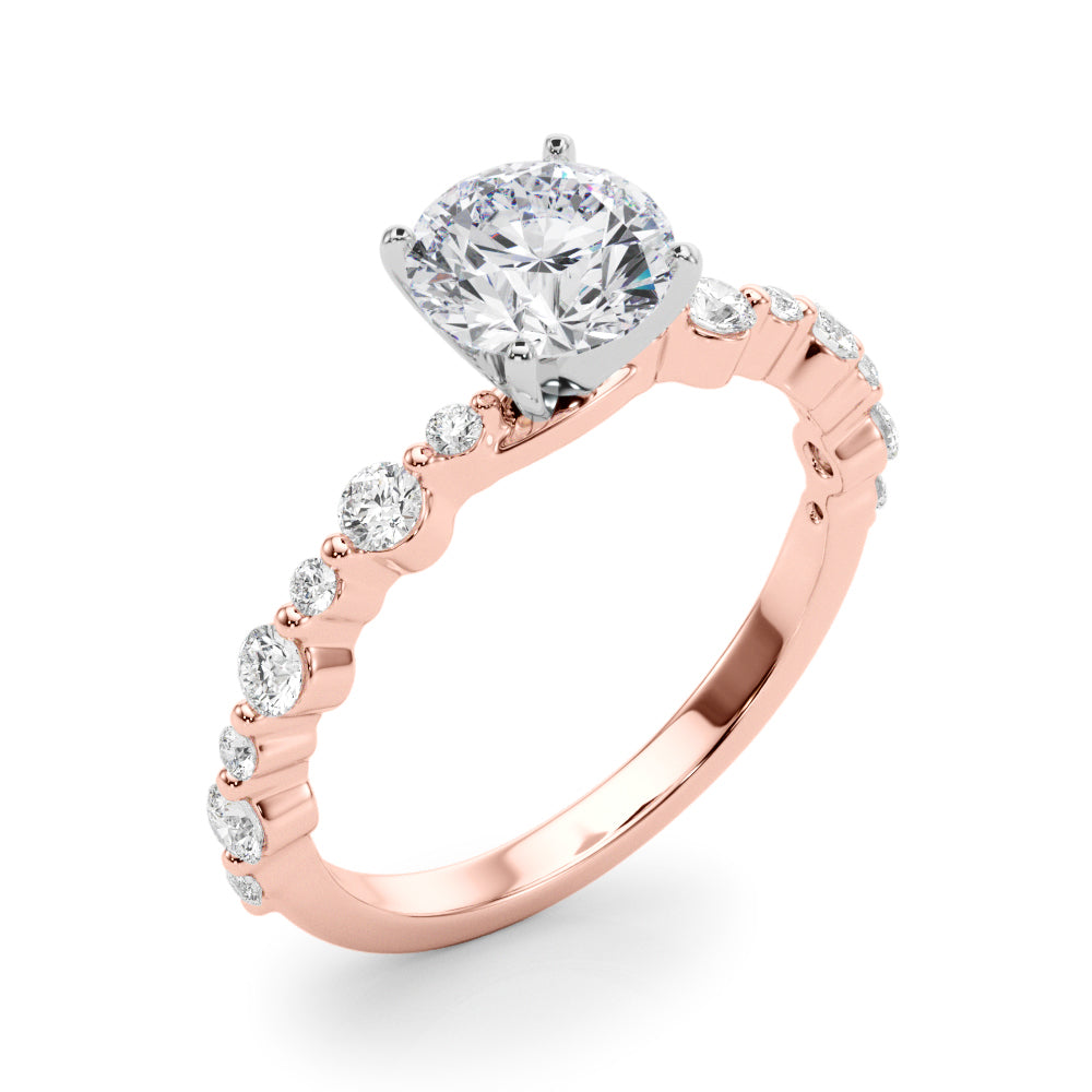 Devoted Sidestone Round Diamond Engagement Ring — 9K/18K Gold & Platinum
