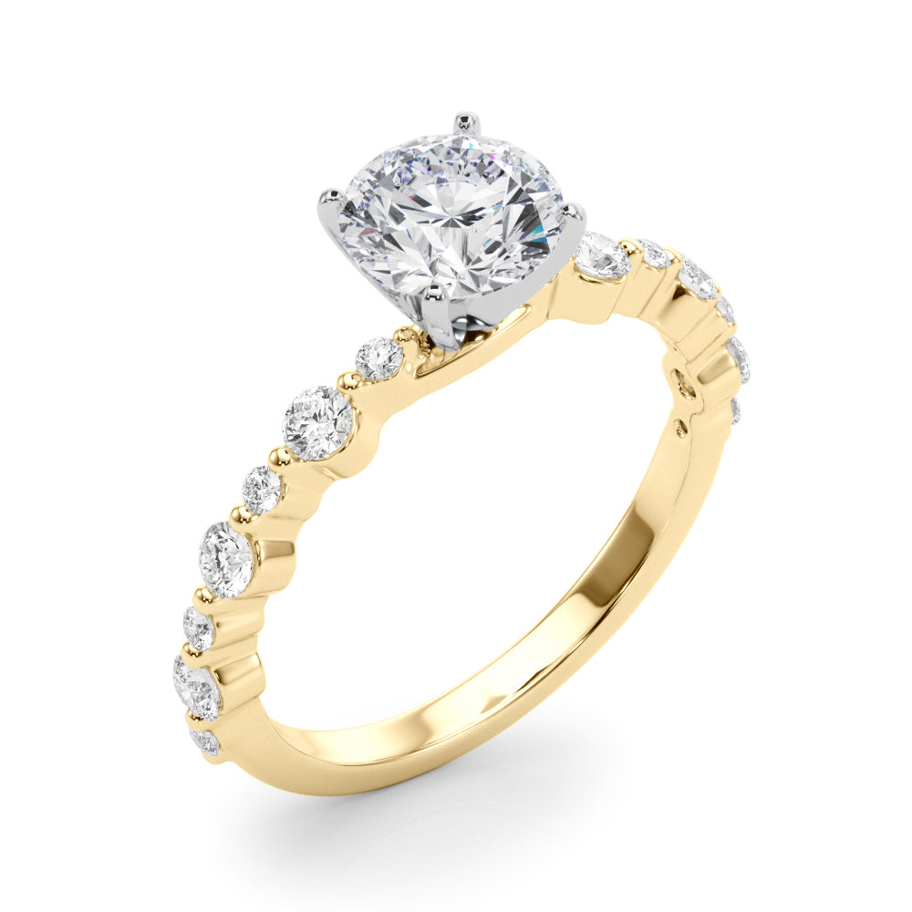 Devoted Sidestone Round Diamond Engagement Ring — 9K/18K Gold & Platinum