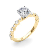Devoted Sidestone Round Diamond Engagement Ring — 9K/18K Gold & Platinum