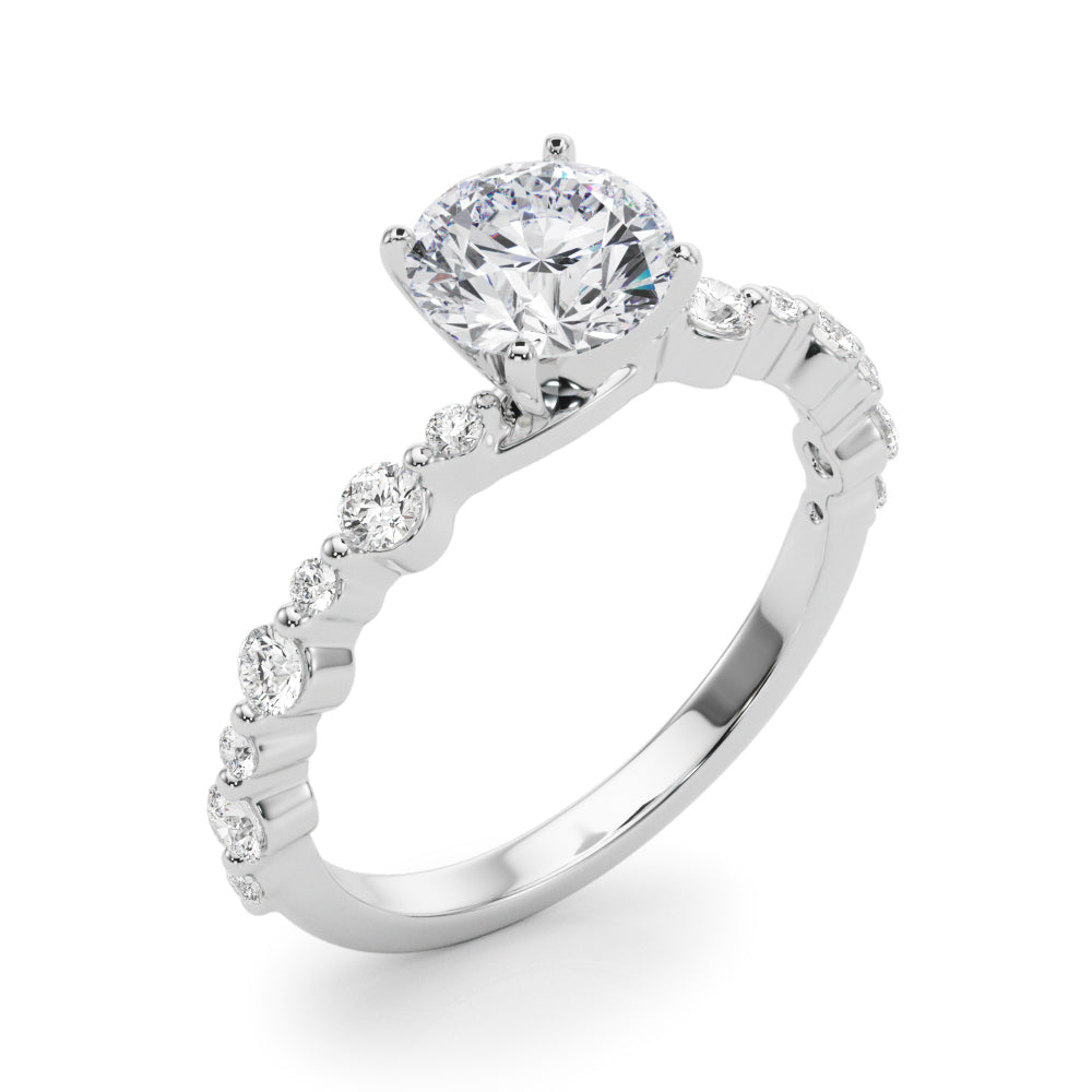 Devoted Sidestone Round Diamond Engagement Ring — 9K/18K Gold & Platinum