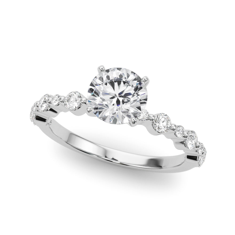 Devoted Sidestone Round Diamond Engagement Ring — 9K/18K Gold & Platinum