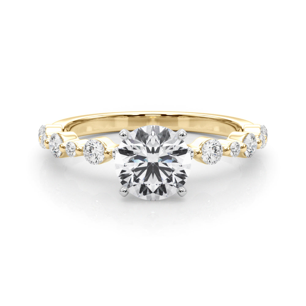 Devoted Sidestone Round Diamond Engagement Ring — 9K/18K Gold & Platinum