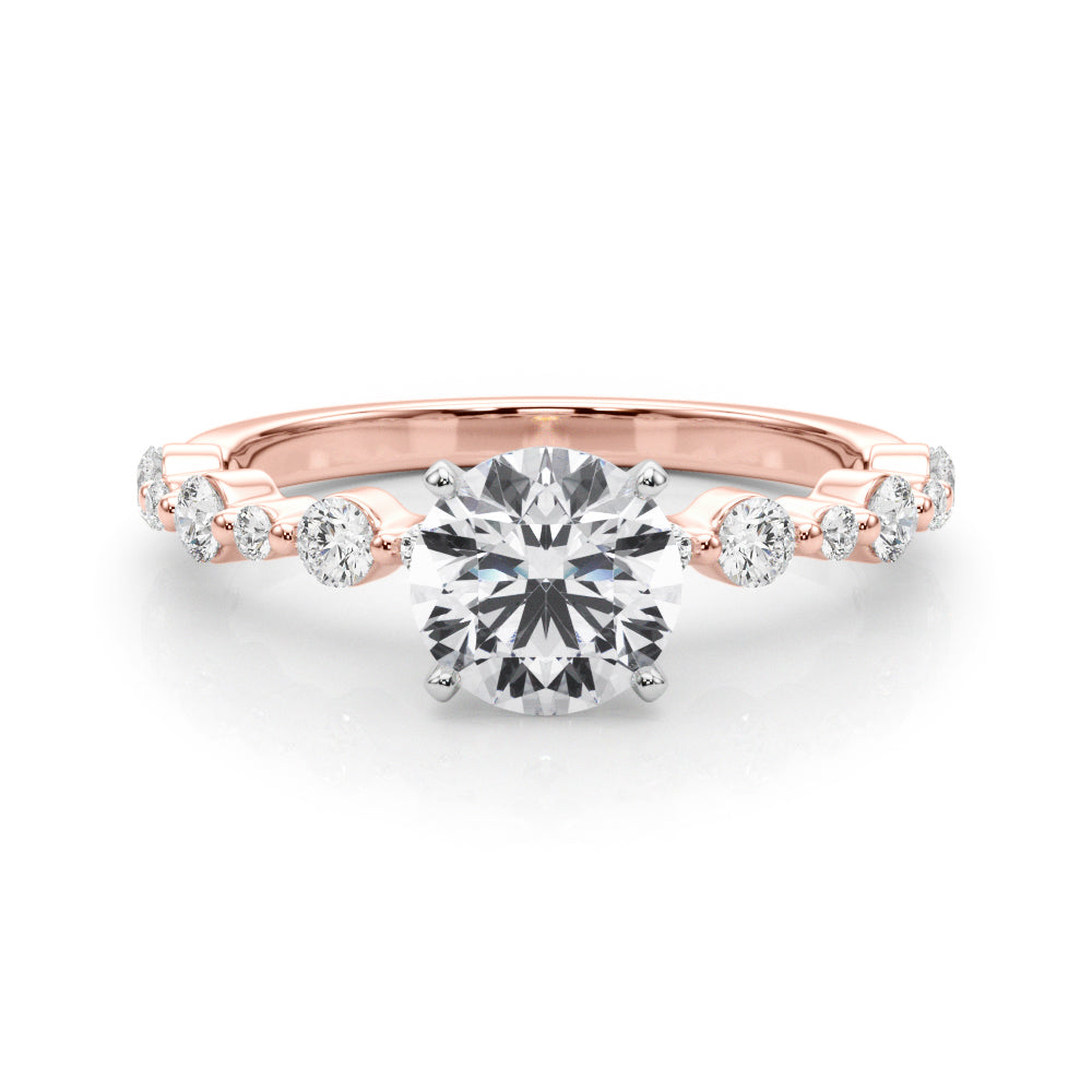 Devoted Sidestone Round Diamond Engagement Ring — 9K/18K Gold & Platinum