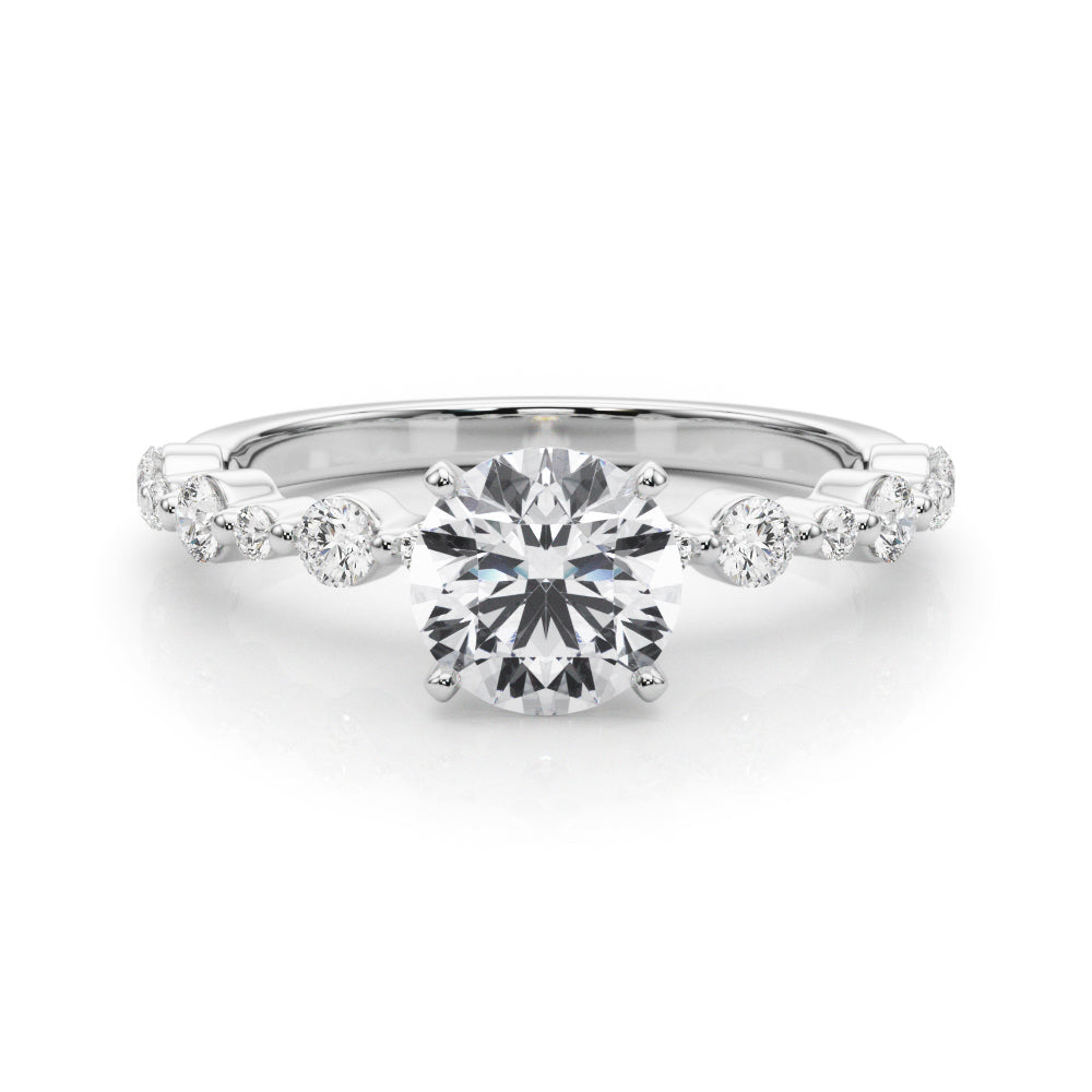 Devoted Sidestone Round Diamond Engagement Ring — 9K/18K Gold & Platinum