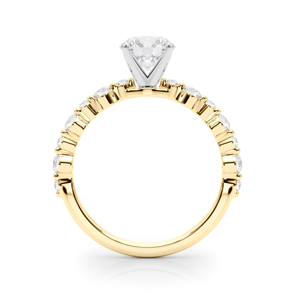 Devoted Sidestone Round Diamond Engagement Ring — 9K/18K Gold & Platinum