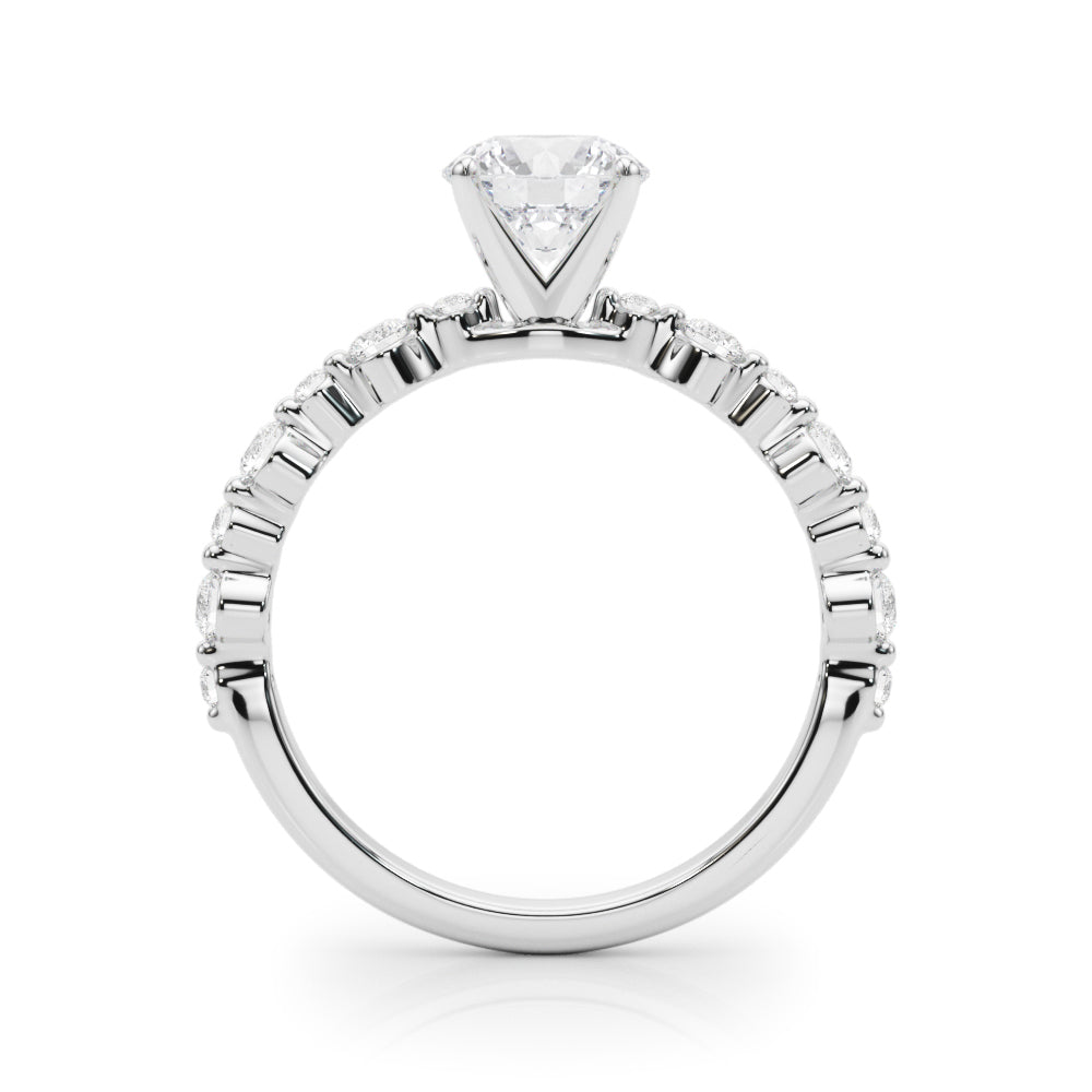 Devoted Sidestone Round Diamond Engagement Ring — 9K/18K Gold & Platinum