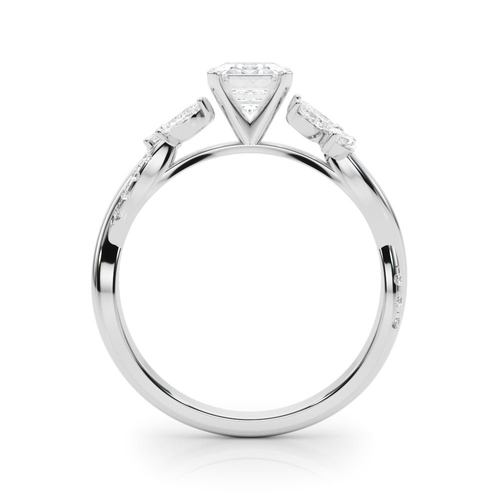 Radiant Rd & Mq Twisted Shank Engagement Round Diamond Engagement Ring — 9K/18K Gold & Platinum