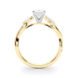 Radiant Rd & Mq Twisted Shank Engagement Round Diamond Engagement Ring — 9K/18K Gold & Platinum
