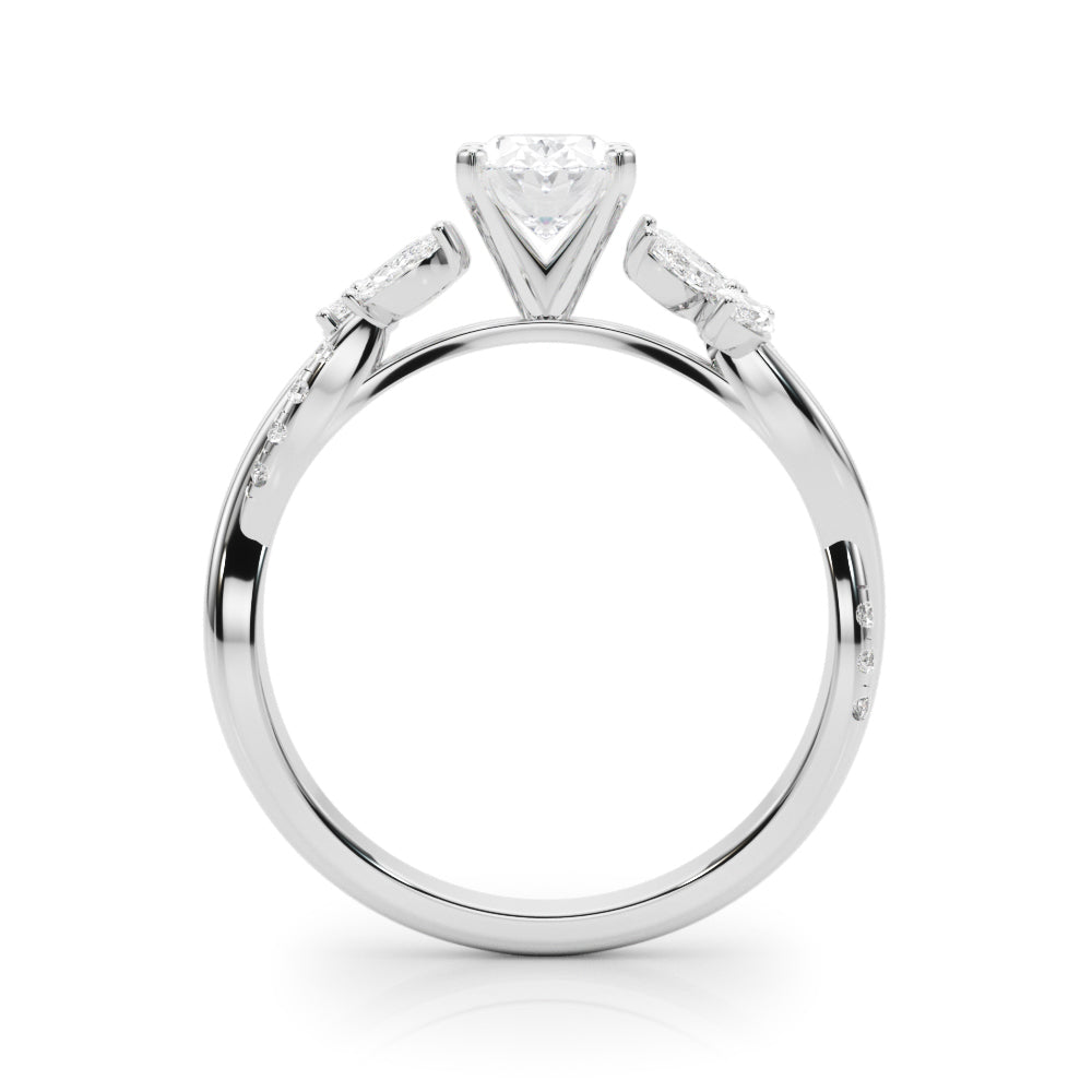 Radiant Rd & Mq Twisted Shank Engagement Round Diamond Engagement Ring — 9K/18K Gold & Platinum