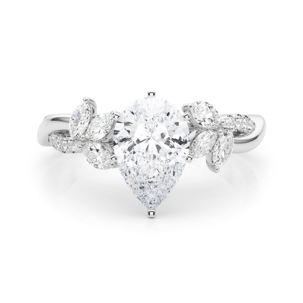 Radiant Rd & Mq Twisted Shank Engagement Round Diamond Engagement Ring — 9K/18K Gold & Platinum