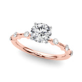 Brilliant Rd Shared Pr Single Row Round Diamond Engagement Ring — 9K/18K Gold & Platinum