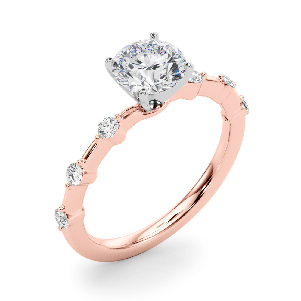 Brilliant Rd Shared Pr Single Row Round Diamond Engagement Ring — 9K/18K Gold & Platinum