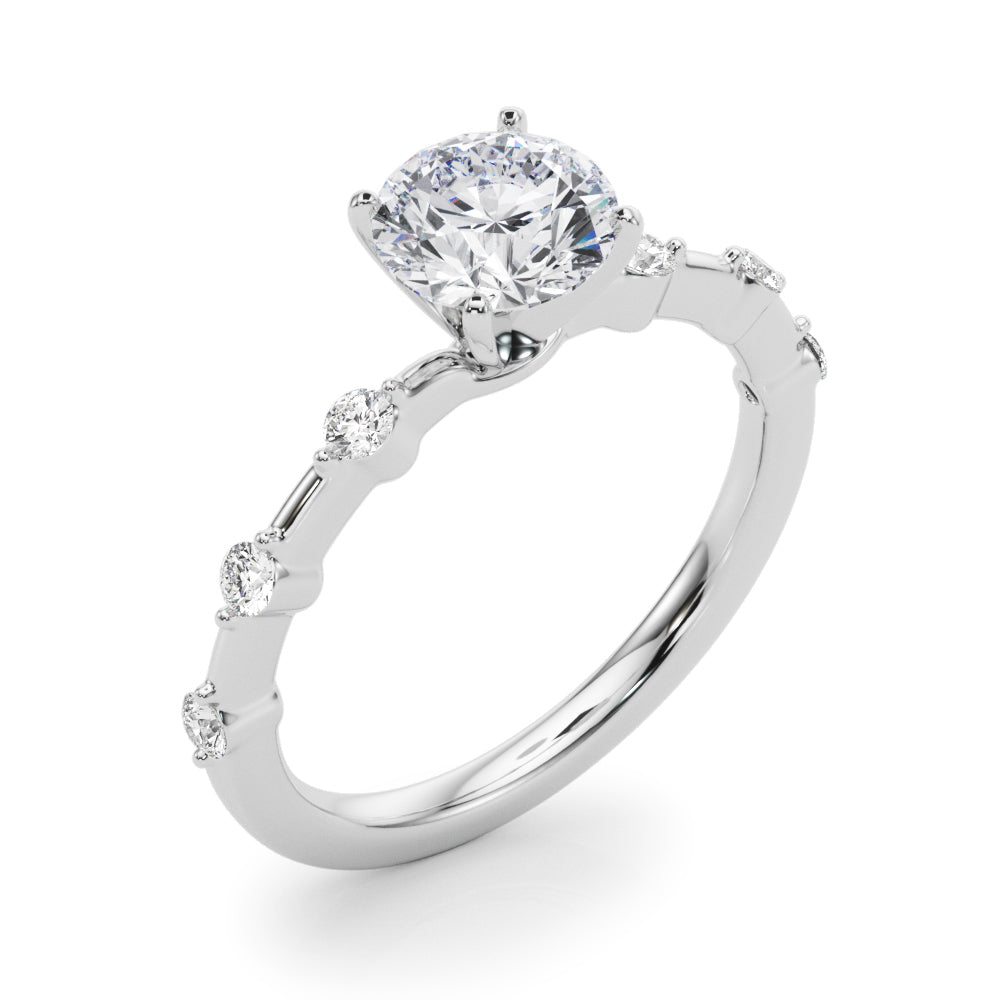 Brilliant Rd Shared Pr Single Row Round Diamond Engagement Ring — 9K/18K Gold & Platinum