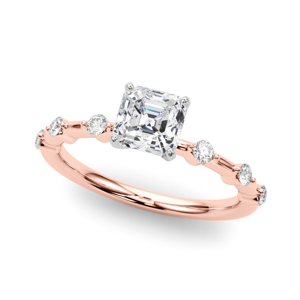 Brilliant Rd Shared Pr Single Row Round Diamond Engagement Ring — 9K/18K Gold & Platinum
