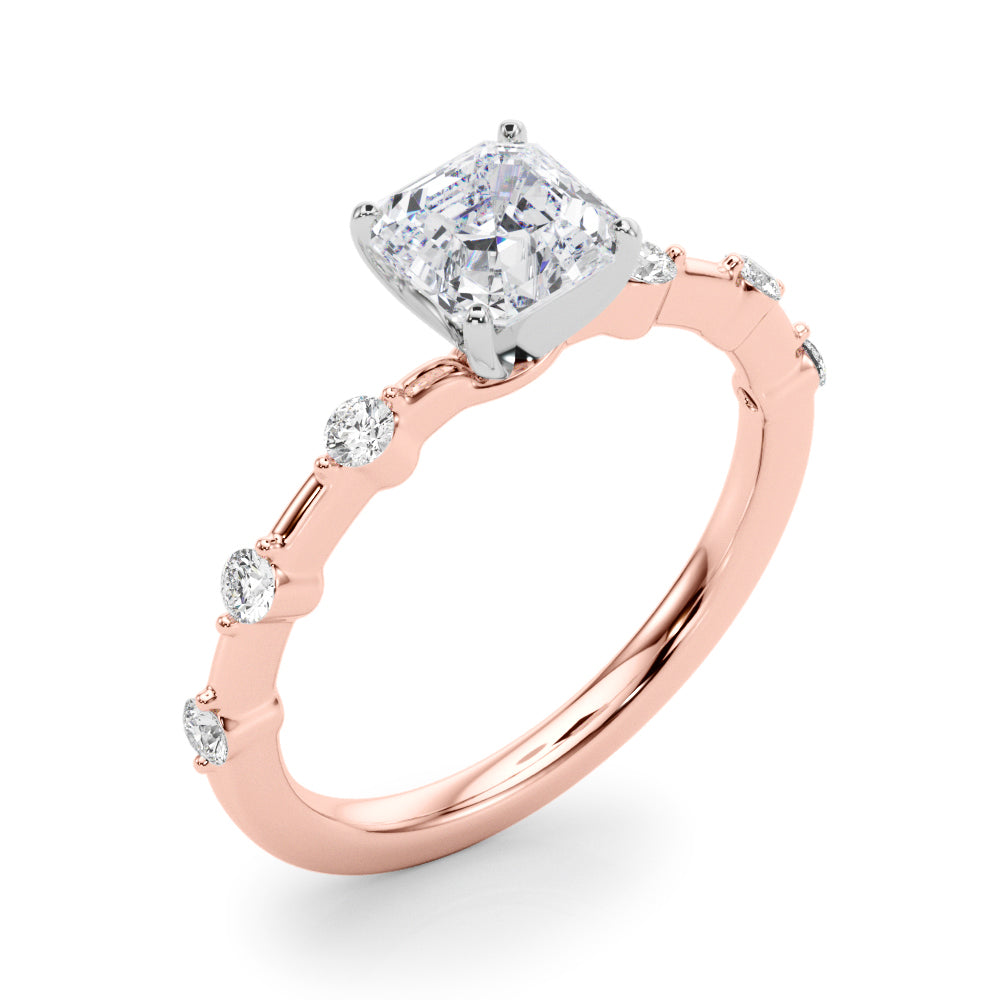 Brilliant Rd Shared Pr Single Row Round Diamond Engagement Ring — 9K/18K Gold & Platinum